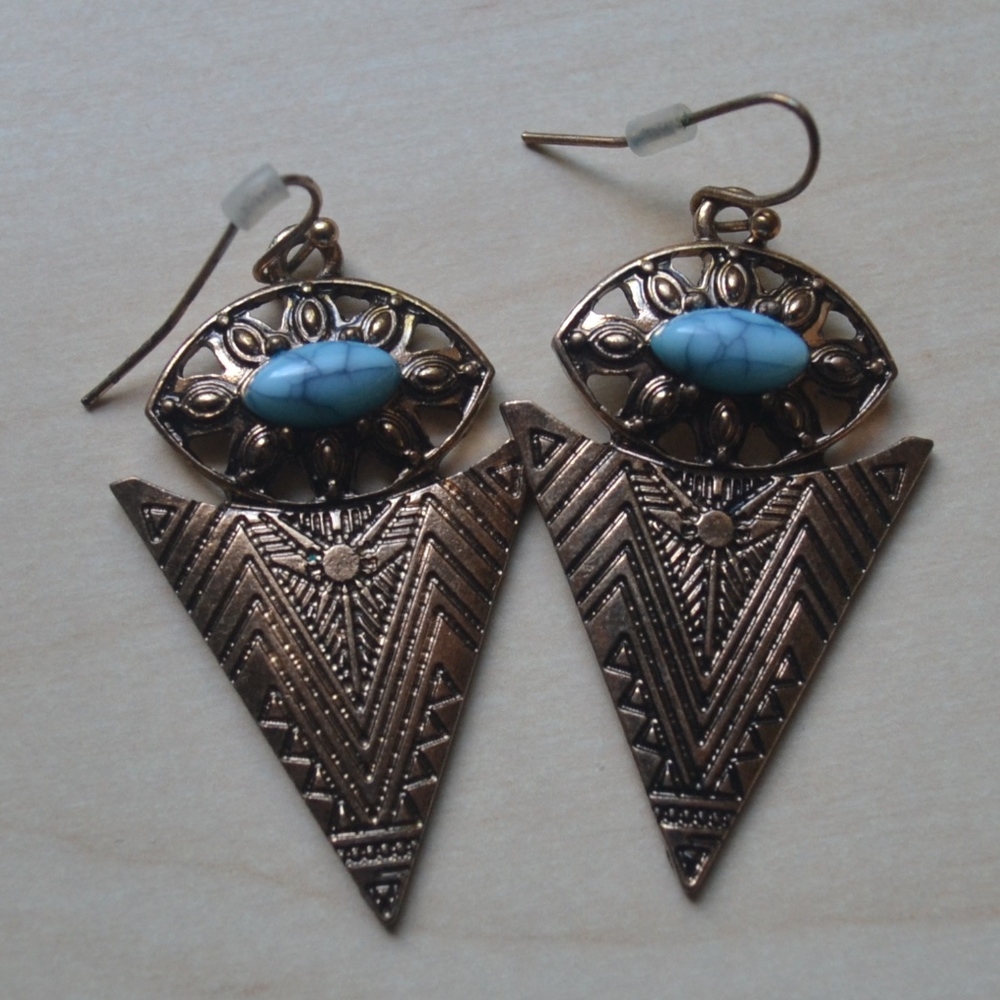 Turquoise and Brass earrings